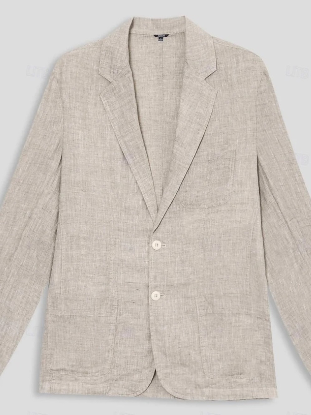 Light Beige Linen Blazer - Two-Button Casual Sport Coat Oukumen XL New
